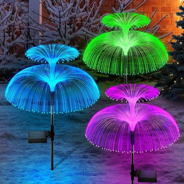 LED Solar Double Layer Jellyfish Light 7 Colors Changeable Outdoor Waterproof Garden Sunlight Powered Lamps Landscape Lamp Decor