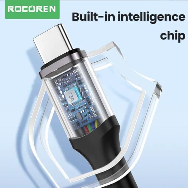 Rocoren 100W USB Type C Cable 7.3A Fast Charging Charger Cable For Xiaomi POCO Redmi Huawei Supercharge USB C Data Wire Cord 2m