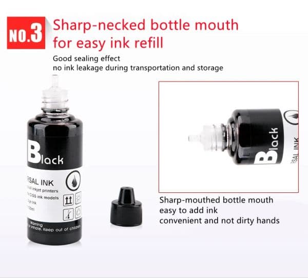 100ml Dye Ink for 63 Ink Cartridge Ciss Compatible for Hp 63XL Ink Advantage Deskjet 1110 1112 2130 2131 Printer Ink