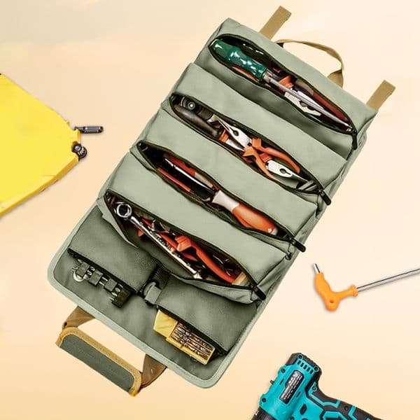 Hardware Tools Pouch Large Capacity Roll Up Tool Bag Hanging Tool Roll Bag for Mechanic/Electrician/Hobbyist for Tools Storage