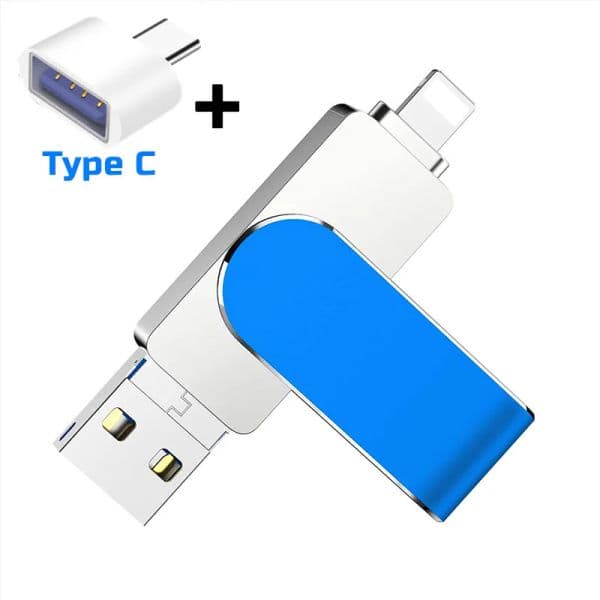 Type-C 4 in 1 OTG 64GB 128GB Pendrive for iPhone 14 13 12 11 X 9 8 7 iPad OTG Pen Drive 128GB 64GB Type C OTG USB Flash Drive