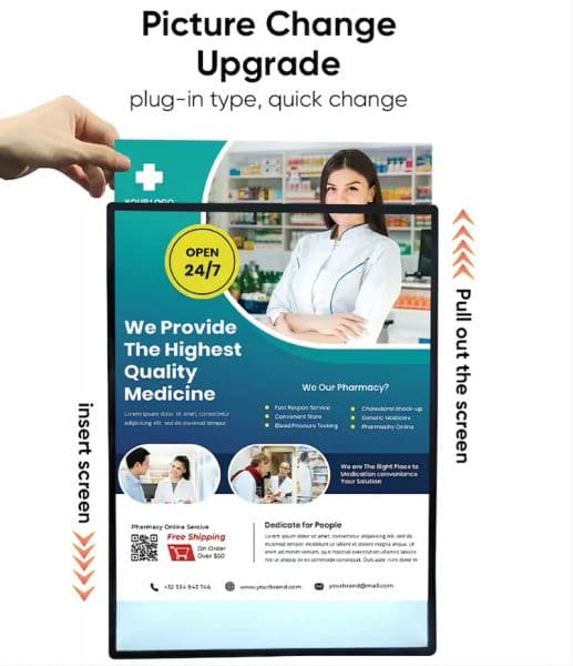 Ultrathin LED Light Box Illuminated Poster Display LED Backlit Menu Board For Restaurant Cafe Shops Decor Wall Mounted Billboard