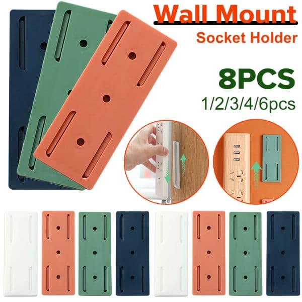 2025 1-8PCS Wall Socket Holder Fixer Patch new Punch-free Plug Socket Organizer Self-Adhesive Power Socket Strip Fixator for Home Office