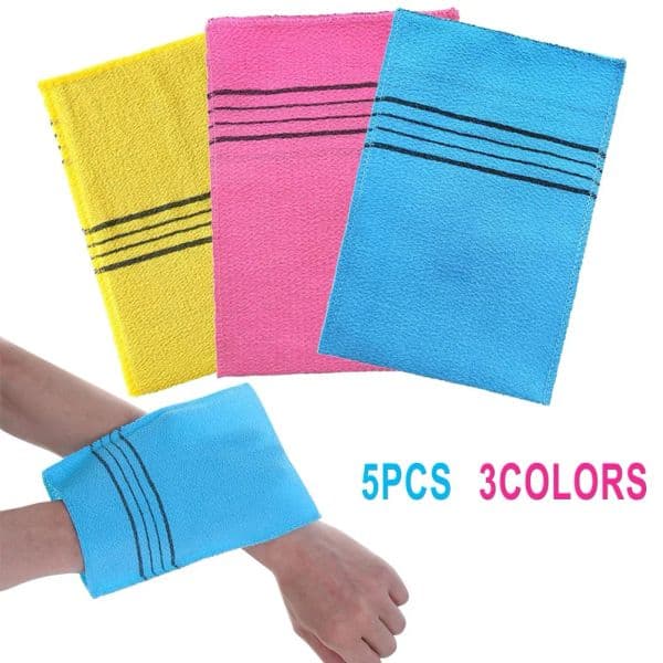 5Pcs Shower Bath Scrub Glove Korean Ex-foliating Body Scrub Shower Towel Washcloth Portable For Adults Coarse Grain Brushs