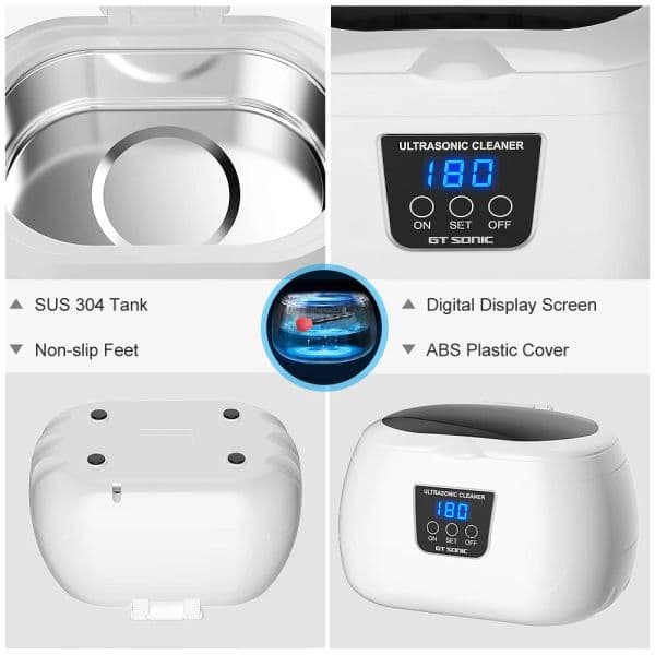GTSONIC 600ML 43kHz Ultrasonic Cleaner Bath Timer for Jewelry Parts Glasses Manicure Stones Cutters Dental Razor Brush