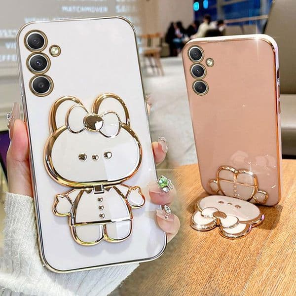 Mirror Plating Phone Holder Case For Samsung Galaxy A05 A05S A14 A54 A04 A34 A24 M14 4G 5G Stand Cover