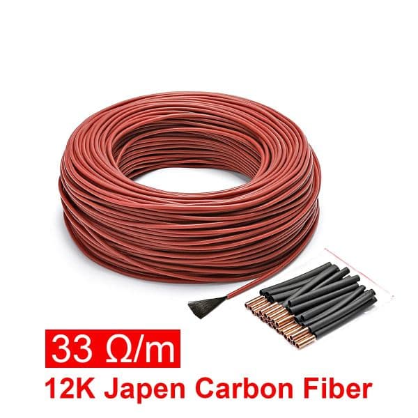 Low cost 10-100m 12K floor heating cable 33 ohm / M carbon fiber heating wire heating wire coil new floor heating hot wire