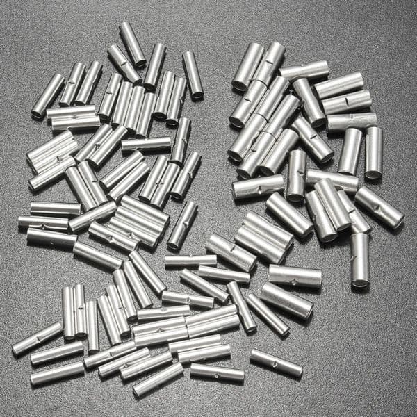 10/50 Non-Insulated Butt Wire Connector Ferrules Electrical Cable Terminal Copper Bare Tinned Crimp Terminal 0.2-35mm2 26-2AWG