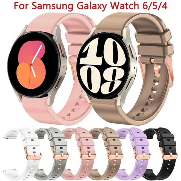 20mm Silicone Strap For Samsung Galaxy Watch 6 5 4 40 44mm 45mm Bracelet For Galaxy Watch 6/5/4 Classic 47mm 43mm 46mm Wristband