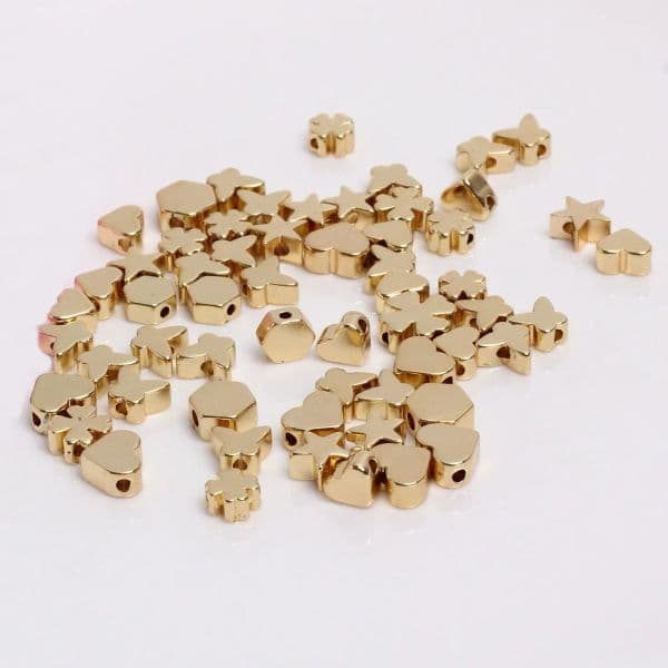 Flower Heart Crown Star Shape Perforated Spacer Beads Bright K Gold Filled Solid Glossy Color Preserving Charms pcs Lot