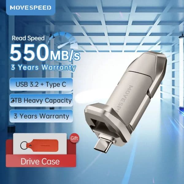 MOVESPEED 2TB Pen Drive 550MB/s USB 3.2 Type C Pendrive 1TB 512GB 256GB 128GB Flash Disk For 2025 PC Smartphone new Laptop Tablet