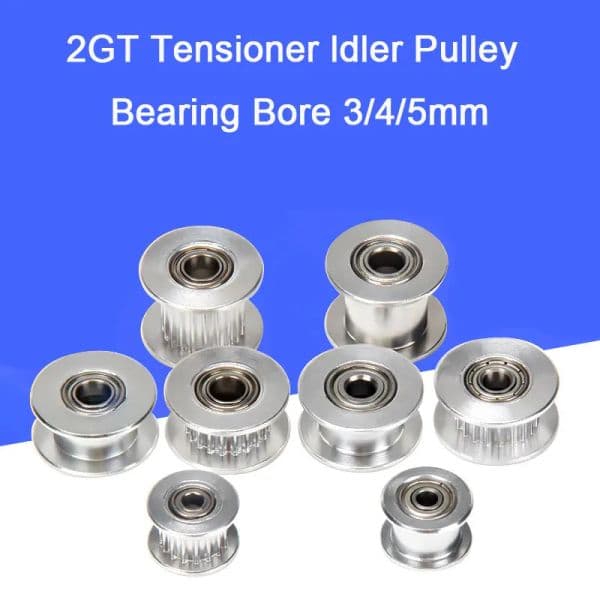 2M 2GT 20 Teeth synchronous Wheel Idler Pulley Bore 3/4/5mm with Bearing Black for GT2 Timing belt pulleys For Width 6/10MM