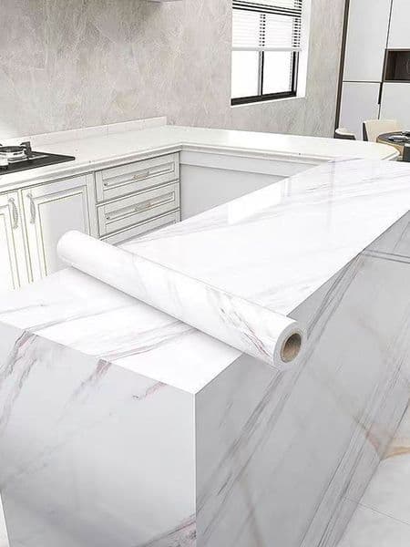 Marble Self-adhesive Waterproof Wallpaper Kitchen High Temperature Resistance Oil Proof Cabinet Refurbished Countertop Sticker