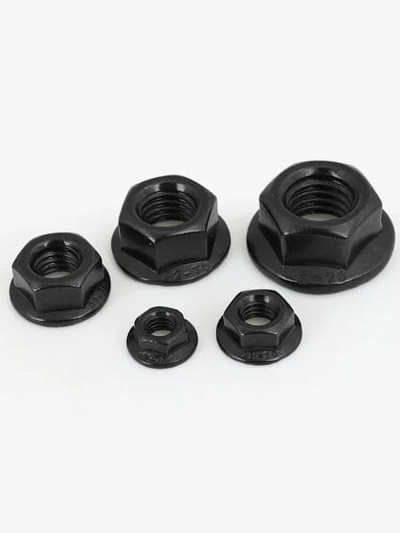 10-50pcs M2 M3 M4 M5 M6 M8 M10 M12 M16 Hexagonal Flange Nut Hex Black Locking Nuts Black Carbon
