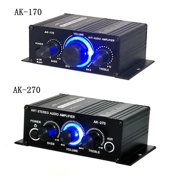 AK170 AK270 AK280 Sound Amplifier for Car home Bass 2.0 Channel Hifi Amplifiers Home Digital Audio 12V 3A Treble Power Amplifier
