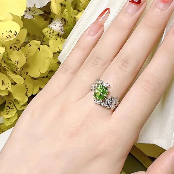 CAOSHI Leaf Shape Ring with Light Green Zirconia Gorgeous Finger Accessories new for Anniversary 2025 Ceremony Party Statement Jewelry