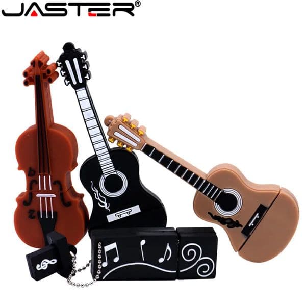 Real Capacity USB 2.0 Flash Drives Musical Instrument Pen Drive Free Key Chain Memory Stick 64GB/32GB/16GB/4GB Silicone U Disk
