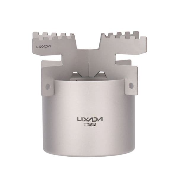 Lixada Mini Alcohol Stove Lightweight Titanium Liquid Spirit Alcohol Stove Furnace with Cross Stand Rack for Outdoor Camping