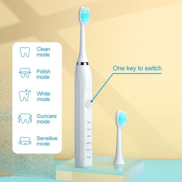 Electric Toothbrush USB Rechargeable Professional 5 Modes 4 Speeds Dental Care Waterproof Soft Bristles Teeth Whitening Gum