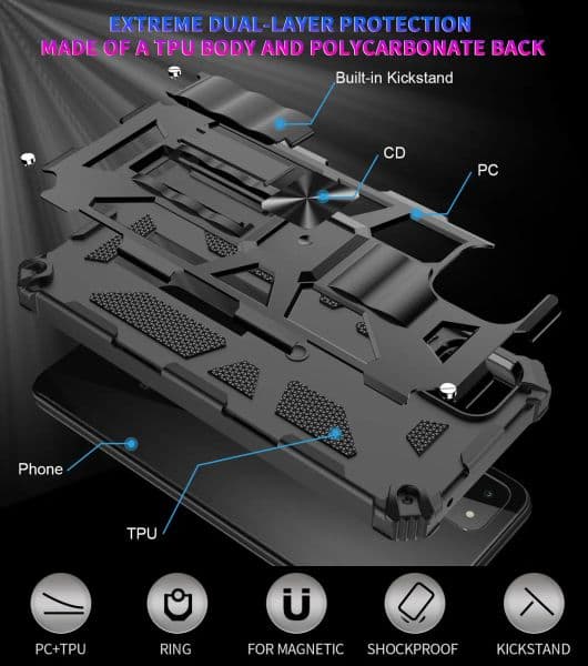 Magnetic Holder Ring Shockproof Armor Cover For Celero 5G+Plus Shockproof Rugged Stand Phone Case Cover+Tempered Glass