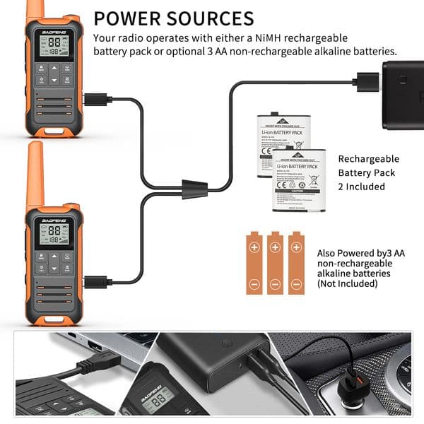 2Pcs Baofeng Walkie 2025 Talkie F22 PMR new FRS Mini Long Range Portable Two-way Radios Support Type-c Charger For Cafe