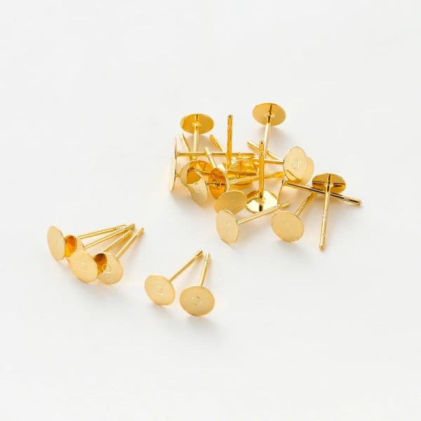 50pcs 14k 18k Plated Round Stud Earring Hooks 3 4 5mm Earrings Findings Components For DIY Jewellery Craft Supplies Making