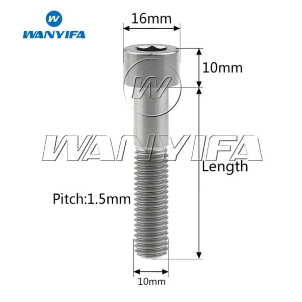 Wanyifa Titanium Bolt DIN912 M10x20 25 30 35 40 45 50 55 60mm 1.5 Pitch Socket Cap Head Bolts Screw for Motorcycle