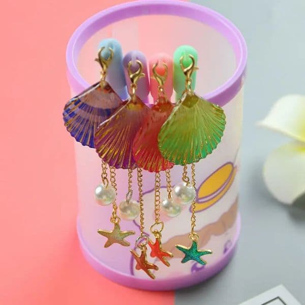 4 Piece Stationery Cute Pearl Shell Starfish Pendant Gel Pen Creative Sweet Lovely Pen