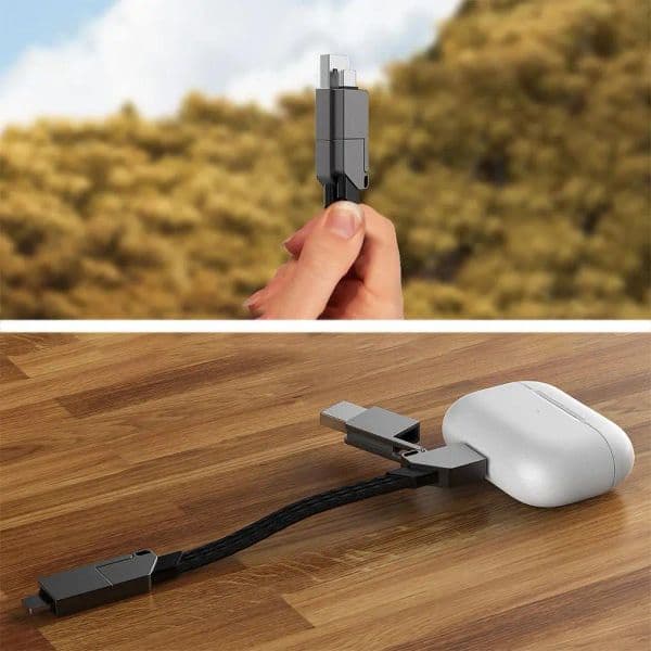 Multi Charging Cable Short 2025 for Travel Portable Magnetic Keyring 4 in 1 Fast Charger new Cord PD 60W USB A/C to Type C for Phone Pad