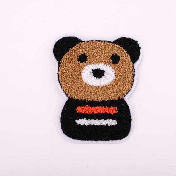 2PCS Embroidered Towel Fabric Bear Badge Plush Patch Clothing Accessories DIY Clothing Jeans Pillow Sewing Applique Decorative
