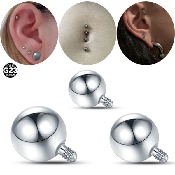 Titanium Internally Threaded Piercing Balls Replacement Accessories for Nose Labret Eyebrow Industrial Nipple Pircing Earrings