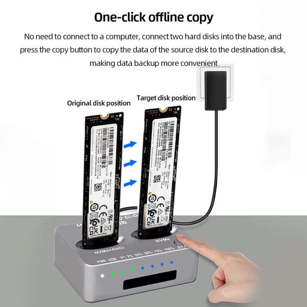 2026 New Dual-Bay Clone Gen2x 20Gbps Enclosure M/B Solid Disk Case M.2 M.3 NVME Pci-E For M2 M Key outdoor SSD Free Shipping