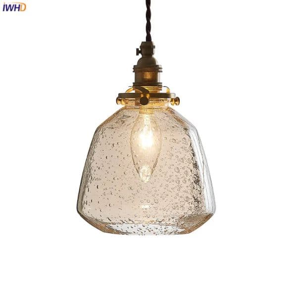 Glass IWHD LED Pendant Lamp Beside 2025 Home Indoor Lighting Coffee Bedroom Living Room Lights Copper Nordic Modern Hanglamp