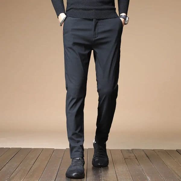 Autumn Winter Elasticity Casual Solid Color High Waist Pencil Oversized Men's Clothing All-match Buttons Zipper Slim Straight