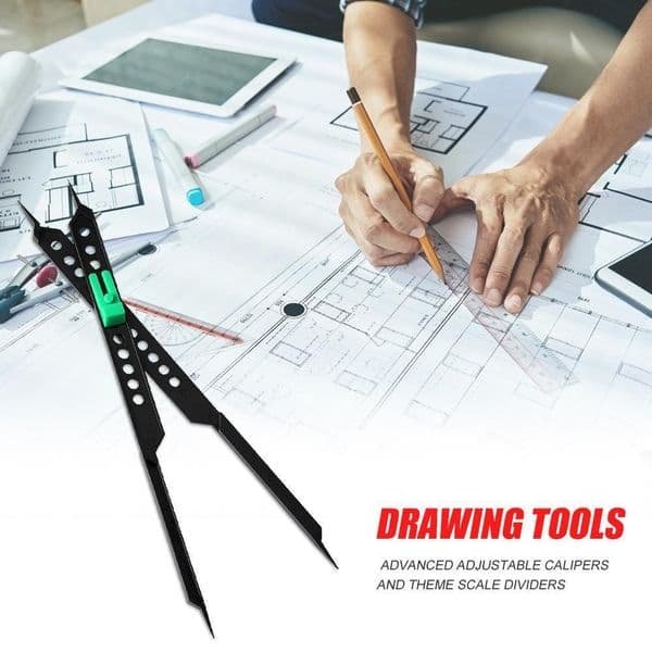 25.4cm Adjustable Plastic Proportional Scale Divider Drawing Tool for Artists with 3Pcs Accessories Drafting Supplies