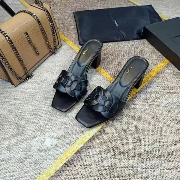 Designer Slippers Fashion Women High Heel Sandals Summer Smooth Leather Sexy Elegant Outdoor Shoes
