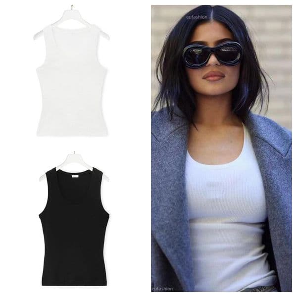 Women T Shirts Tank Top Anagram Regular Cropped Cotton Jersey Camis Female Femme Knits Tees Designer Embroidery Knitted Sport Breathable Yoga Vest Tops