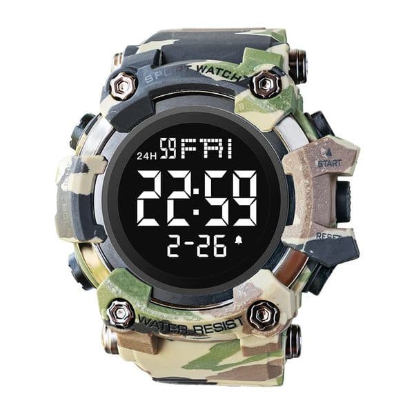 SHIYUNME Men Digital Sport Watch Waterproof Stopwatch Countdown Timer Alarm Rubber Strap Wristwatch for Student 240428