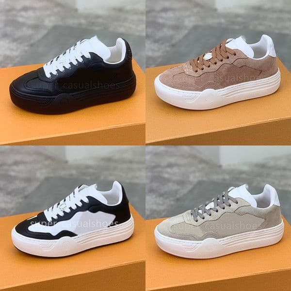 Designers Shoes Groovy Platform Sneakers Men Women Embossed Flat Shoes Classic calfskin black and white fashion Printing Trainers size 35-46