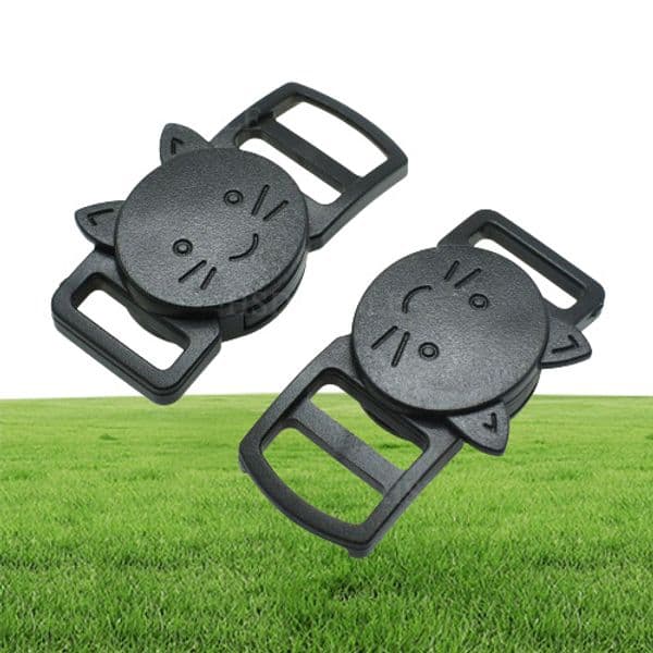 50pcslot 38quot10mm Plastic Curved CatHead Safty Breakaway Buckle Black Cat Collar Paracord Webbing Apparel Accessories2266698