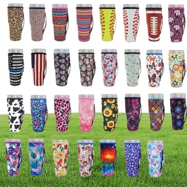 Drinkware Supplies Reusable Insulator Iced Coffee Cup Sleeves Neoprene Cover Drinks Sleeve Holder with Handle for 30oz Tumbler Cup