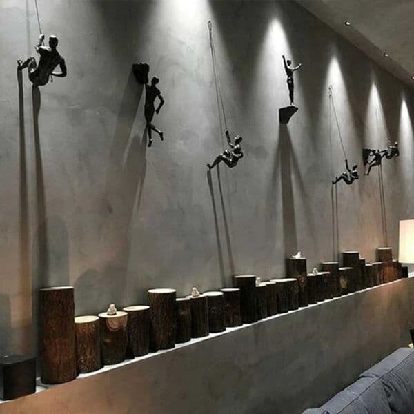 Decorative Objects Figurines Creative Rock Climbing Men Sculpture Wall Hanging Decorations Resin Statue Figurine Crafts Home Furnishings Decor Accessories T240