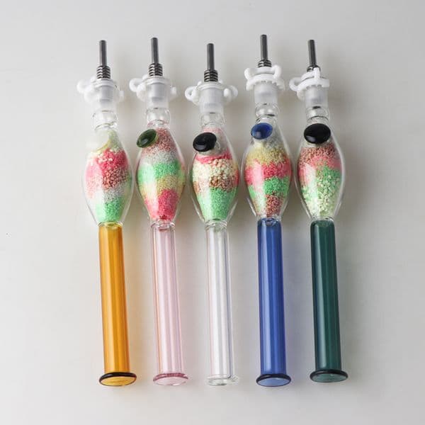 Glass Luminous Colored Sand Nectar Collector With Stainless Steel Tip
