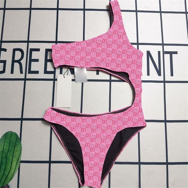 Sexy Waist Cut Off Women One Piece Padded Up Suits Designer Beach Pink Bathing Suit Luxury Letter Swim Bodysuit Pool Party Swimsuits