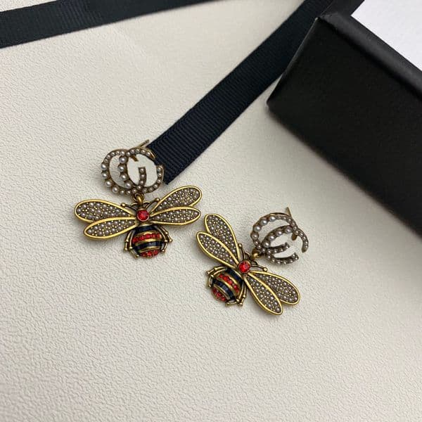 Designer Earrings Bee Pearl Stud Earrings for Women G Jewelry Bee Earrings Gift