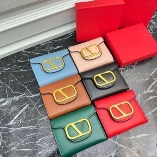 Women's Designer Wallets Solid Color Genuine Leather Purses Multi-functional Letter Simple Wallet Three-fold Card Holderds