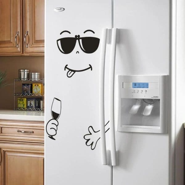26ss Cute Sticker Fridge Happy Delicious Face Kitchen Fridge Wall Stickers Art Cute Wall Stickers Refrigerator home decortion