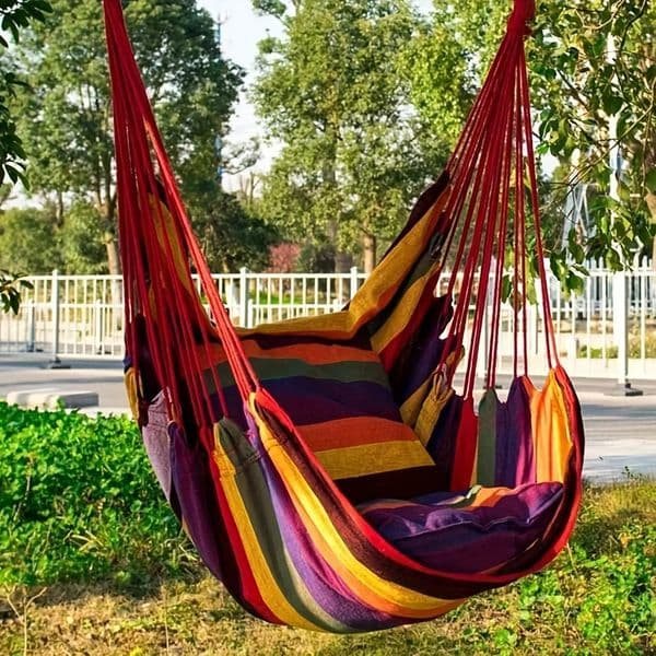 1pc Canvas Leisure Swing Hanging Chair Without Pillow And Cushion Indoor Outdoor Hammock 240507