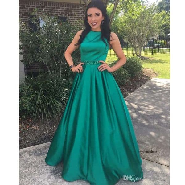 Dark Green Ball Evening Sequined Sash Graduation Dresses Jewel Ruffles Satin Party Gown For Girl Long Train Prom Dress M99 0510