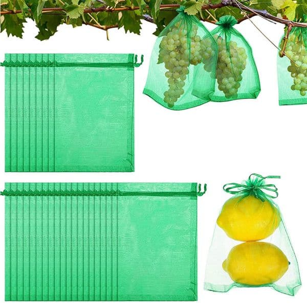 4*6inch 50pcs/pack Organza Protection Fruit Trees Cover Mesh Bag Drawstring Netting Barrier Bags Protecting Fruits Vegetables EW0260